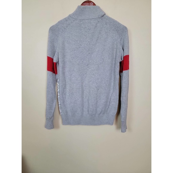 Tommy Hilfiger Boys Size Large 16/18 1/4 Zip up Winter Snowflake Sweater Gray - Picture 3 of 5